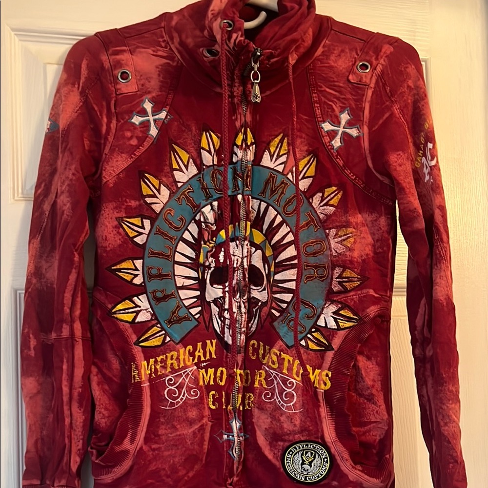 Affliction Red Graphic Hoodie